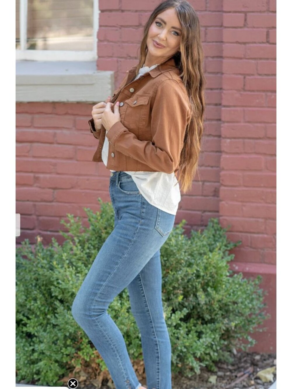 Judy Blue Garment Dyed Grinding Cropped Denim Jacket Camel Sz Small - Picture 4 of 14